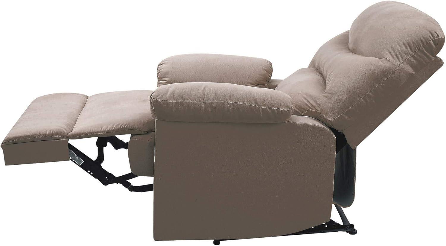 Arcadia Light Brown Microfiber Massage Recliner with Wood Frame