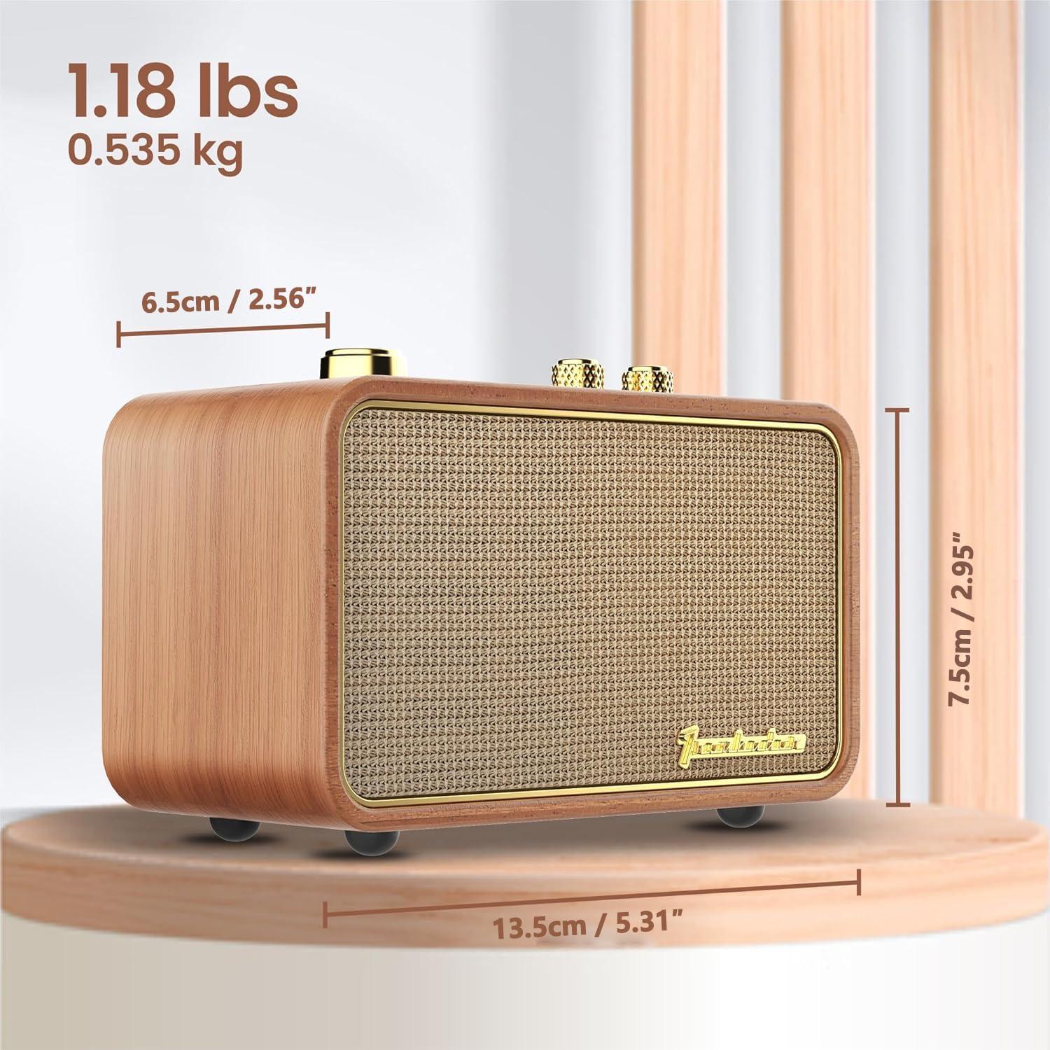 Retro Bluetooth Speaker Wood Vintage Bluetooth Speaker Small Wireless Old Fashion Style, AM/FM Tunning Dial,Electronics for Home, Perfect for Cafe,Restaurant,Vintage Store, Bedroom(Retro Wood)