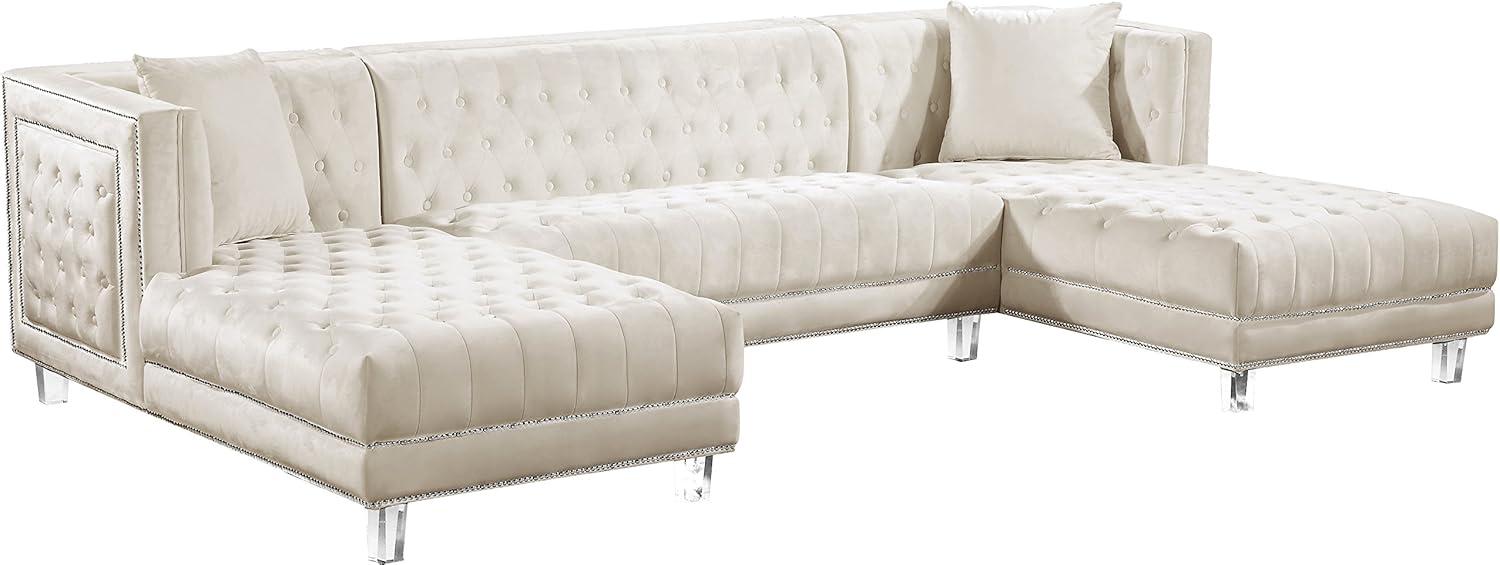 Meridian Furniture Moda 3pc Velvet Sectional in Cream