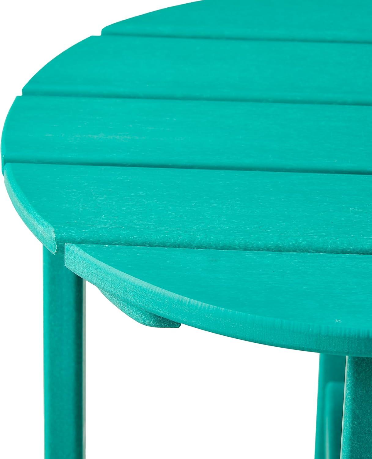 WestinTrends All-Weather Outdoor Patio Round Poly Adirondack Side Table, Turquoise