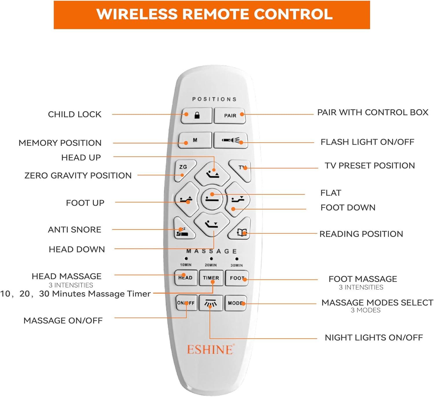 Adjustable Split King Metal Frame with Wireless Remote