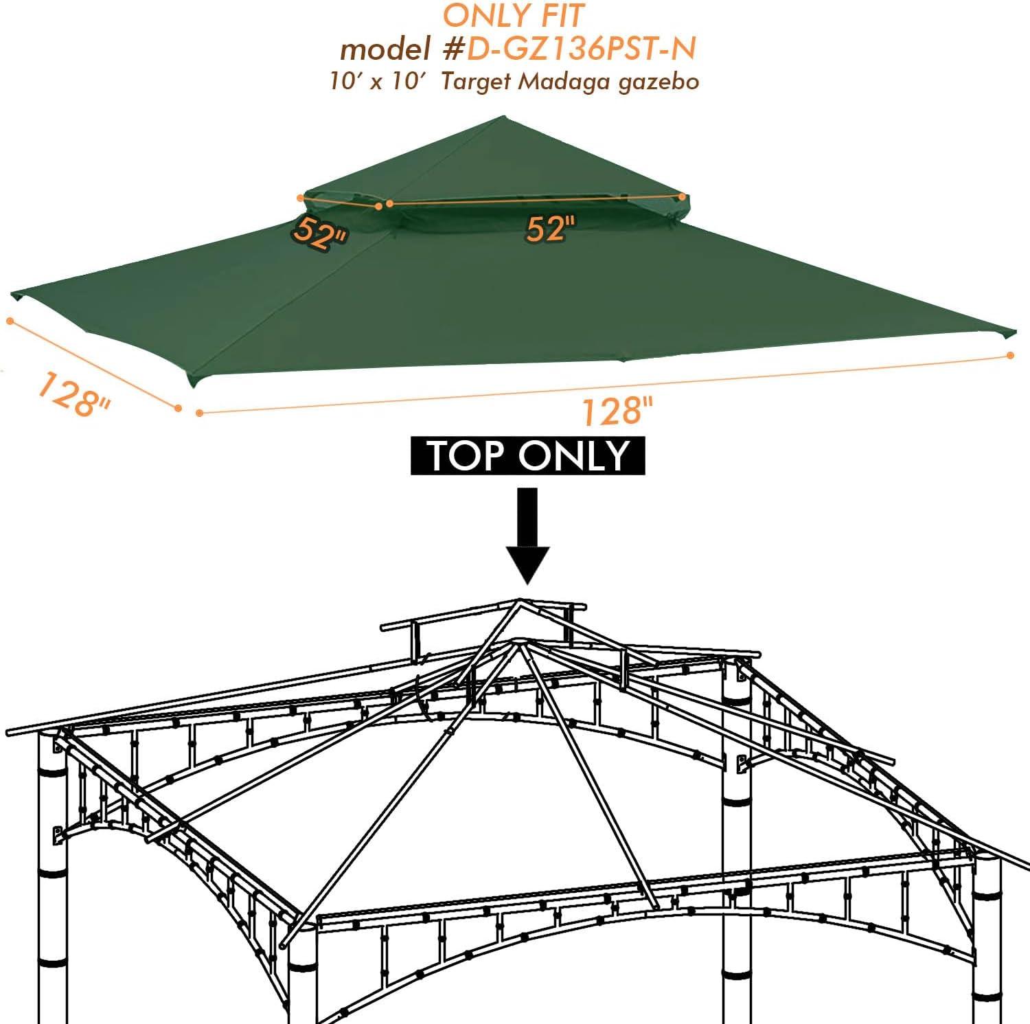 Replacement Canopy roof for Target Madaga Gazebo Model L-GZ136PST (Beige1)