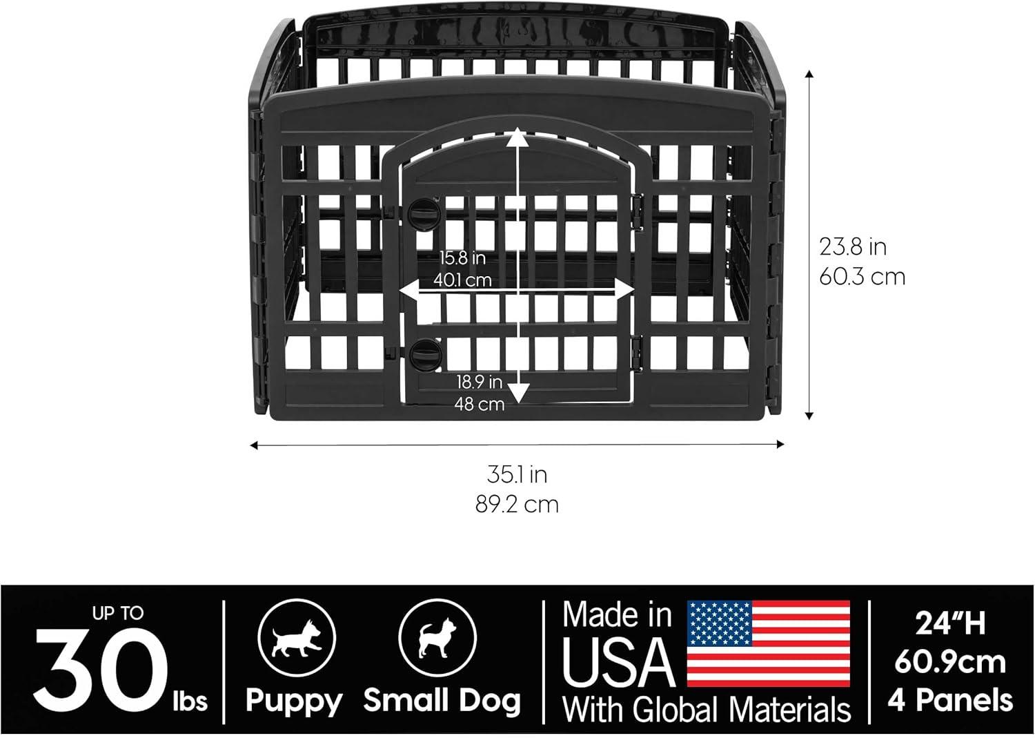 IRIS 4-10Panel 24/34"H Foldable Exercise Enclosure Plastic Pet Playpen with Door