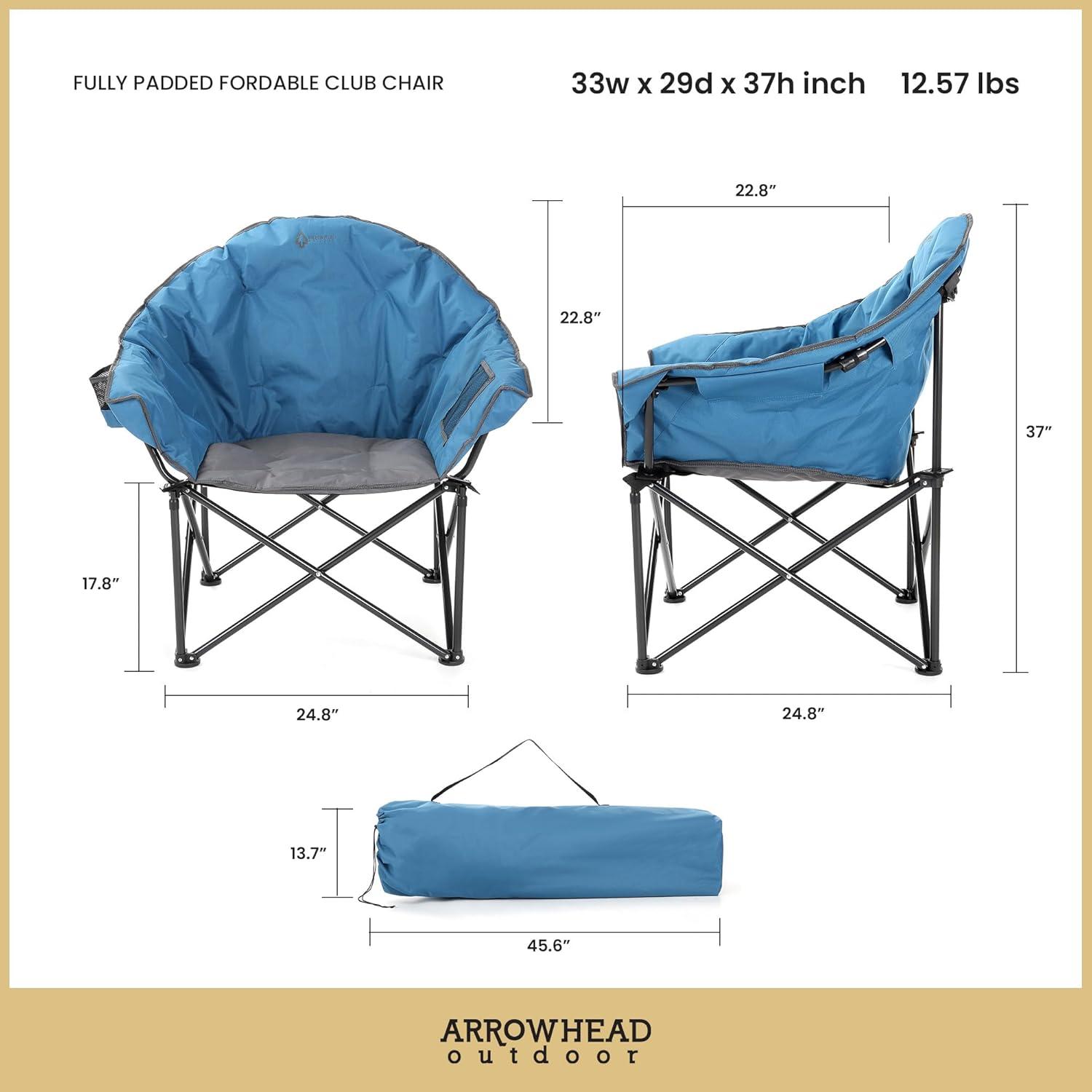 ARROWHEAD Outdoor Folding Camping Chair with Cushions