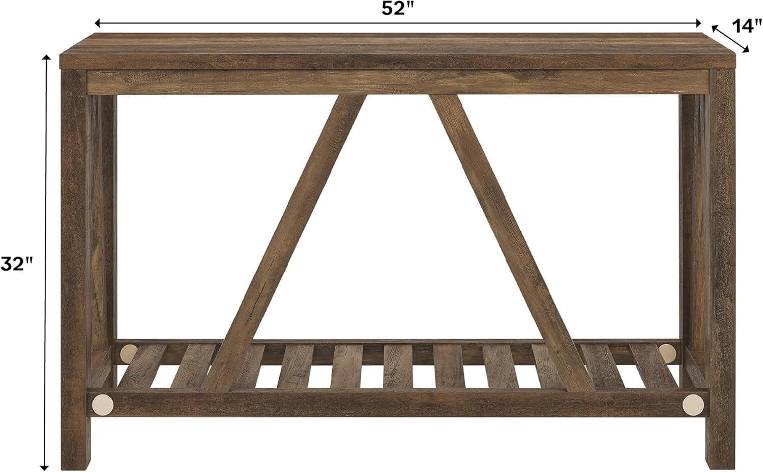 Walker Edison A-Frame 52" Faux-Marble Top Wood Console Table in White/Walnut