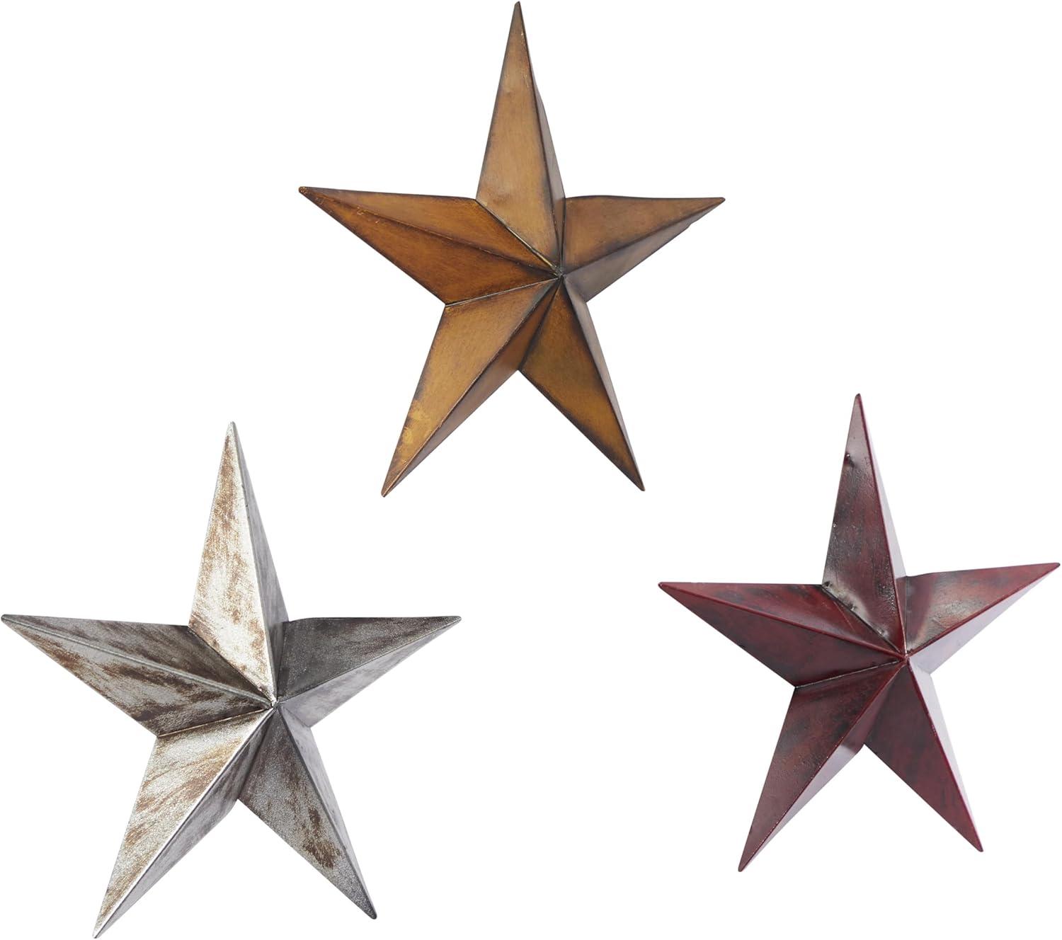 Metal Indoor Outdoor Star Multi Colored Wall Decor Set (Set of 3)