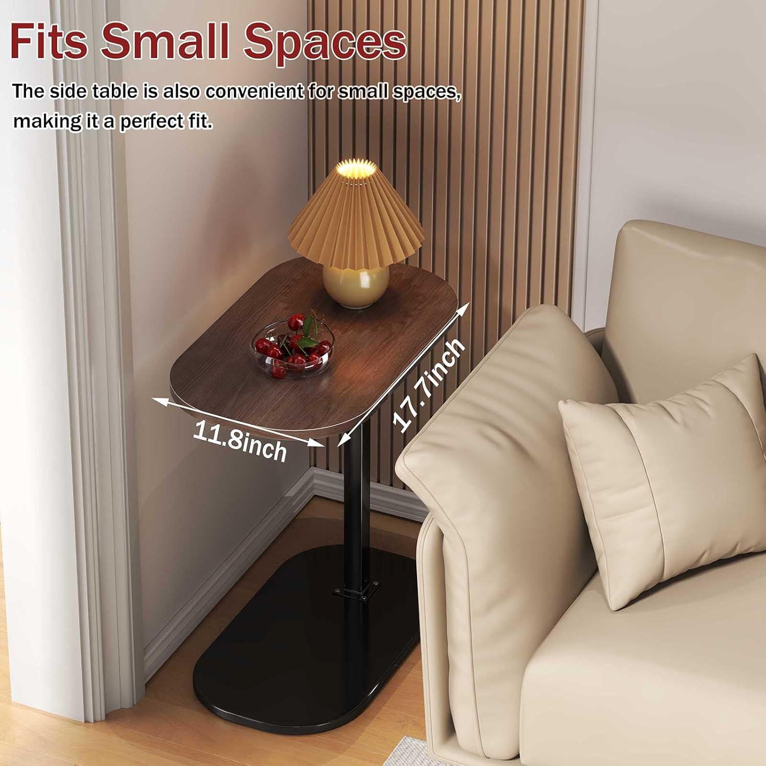 17 Stories C Shaped Side Table,Adjustable Height C Table End Table For Couch,360°Swivel Couch Side Tables Slide Laptop Desk For Sofa/Bed/Bathtub/Rotating Tabletop