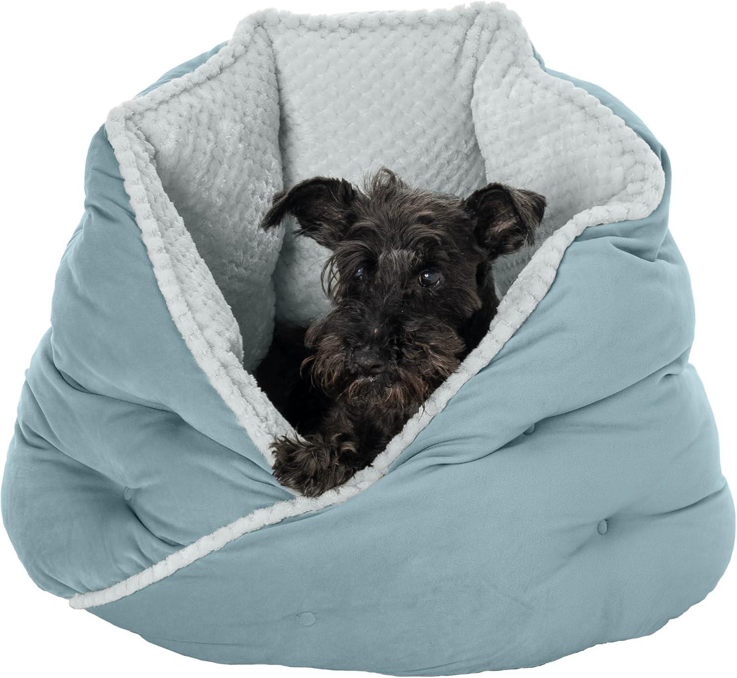 FurHaven Calming Wrap-Around Hug Small Dog and Cat Bed - Medium, Aquamarine