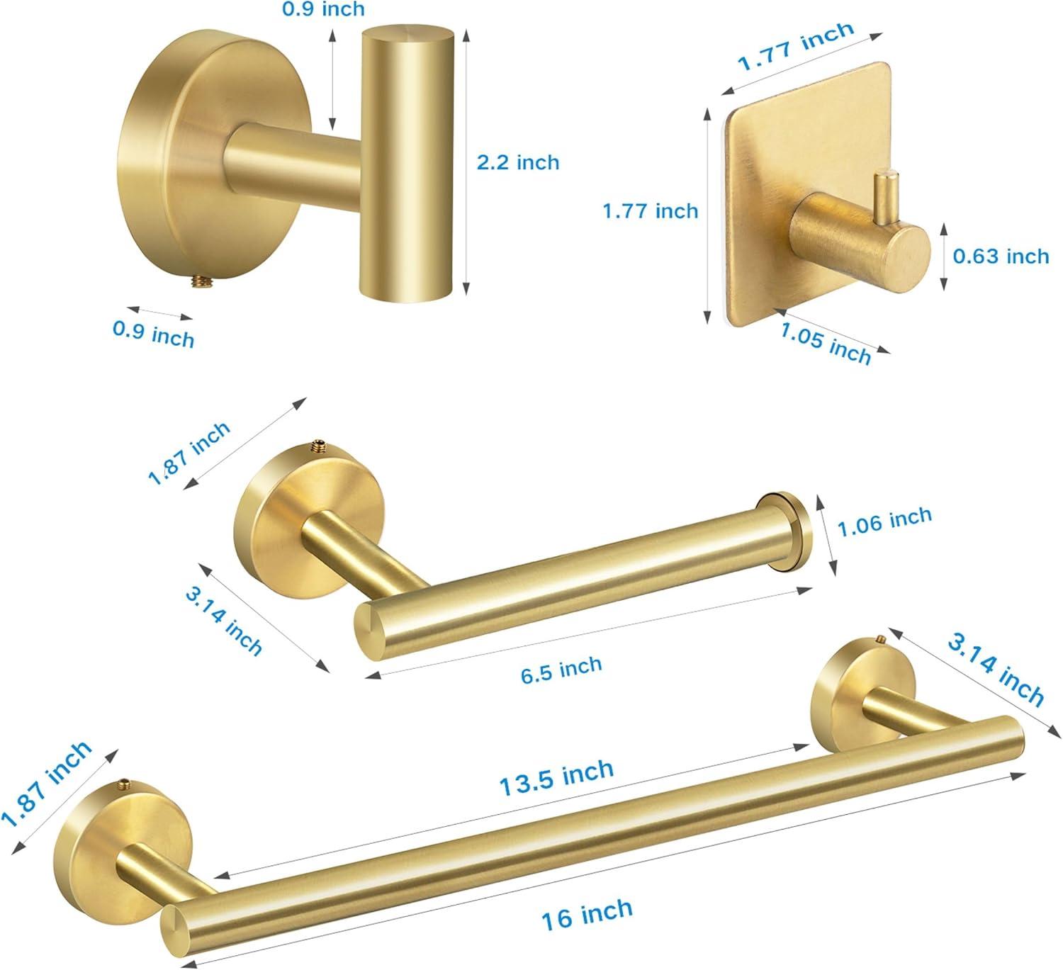 Brushed Gold Stainless Steel 6-Piece Bathroom Hardware Set