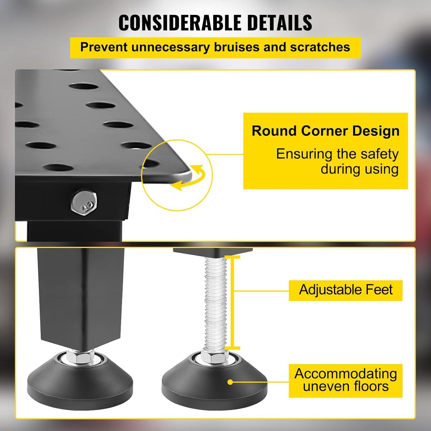 Adjustable Black Carbon Steel Welding Table with Accessories