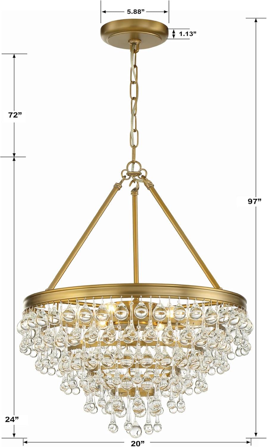 Vibrant Gold 6-Light Crystal Teardrop Chandelier