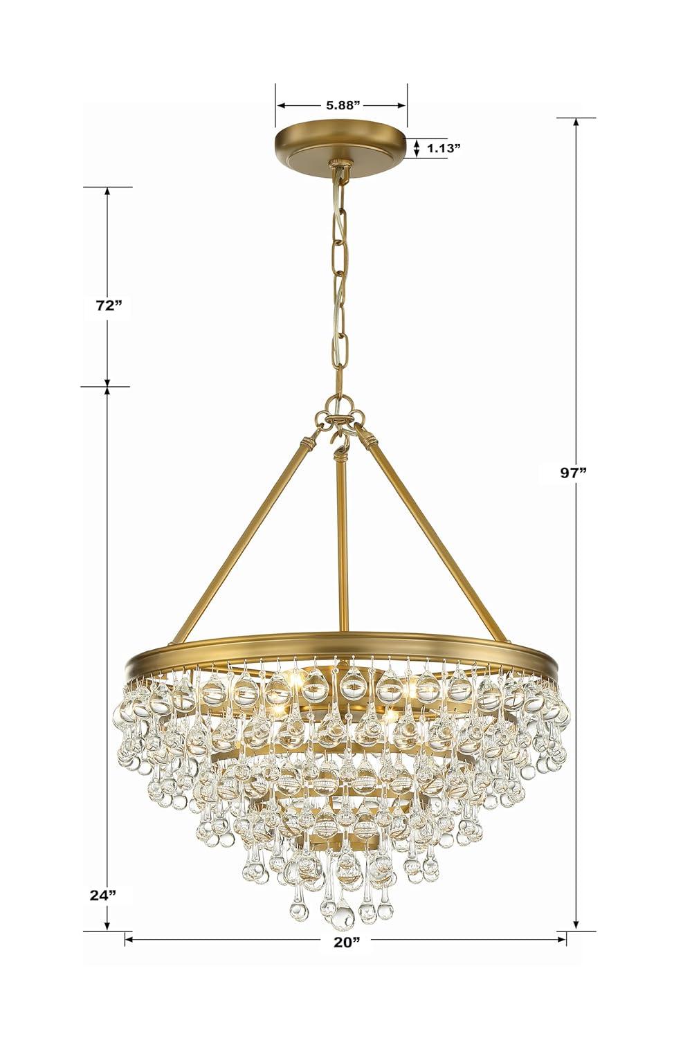 Vibrant Gold 6-Light Crystal Teardrop Chandelier
