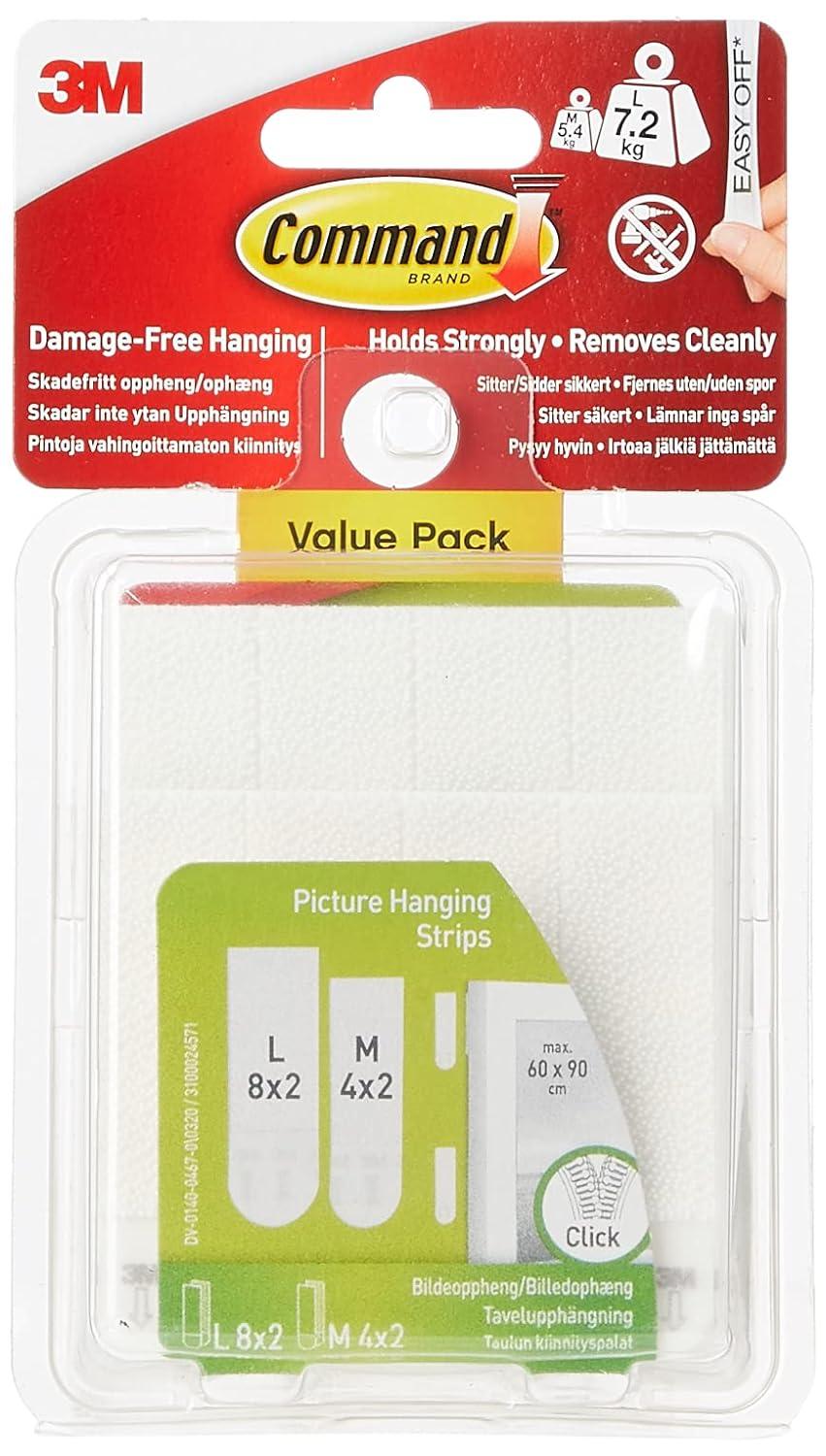 White Medium and Large Picture Hanging Strips Value Pack