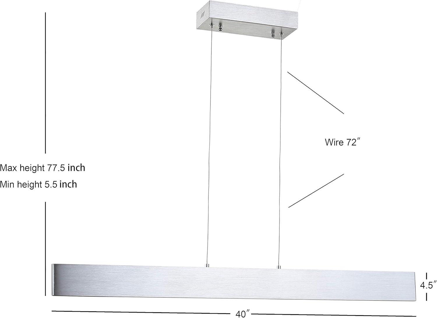 Draper 40" Brushed Aluminum Dimmable LED Linear Island Pendant