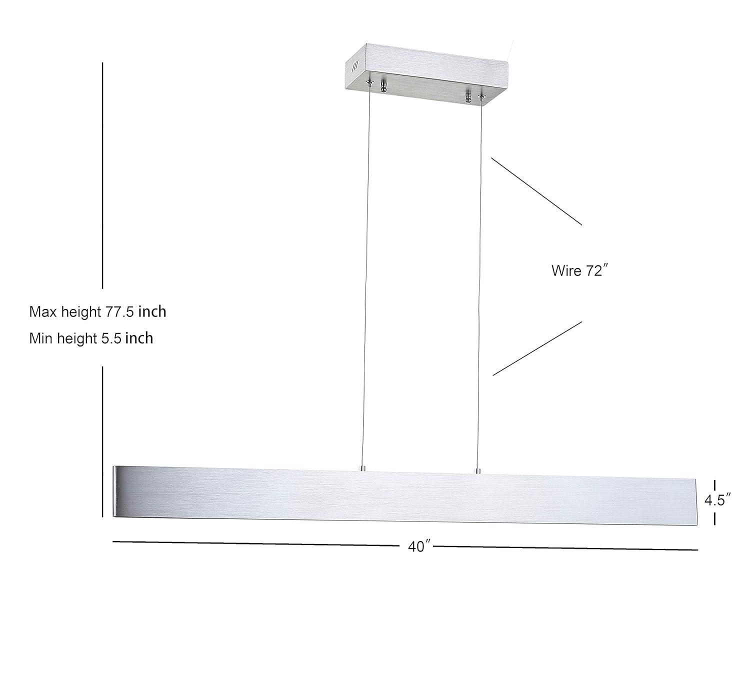 Draper 40" Dimmable Adjustable Integrated LED Metal Linear Pendant, Brushed Aluminum