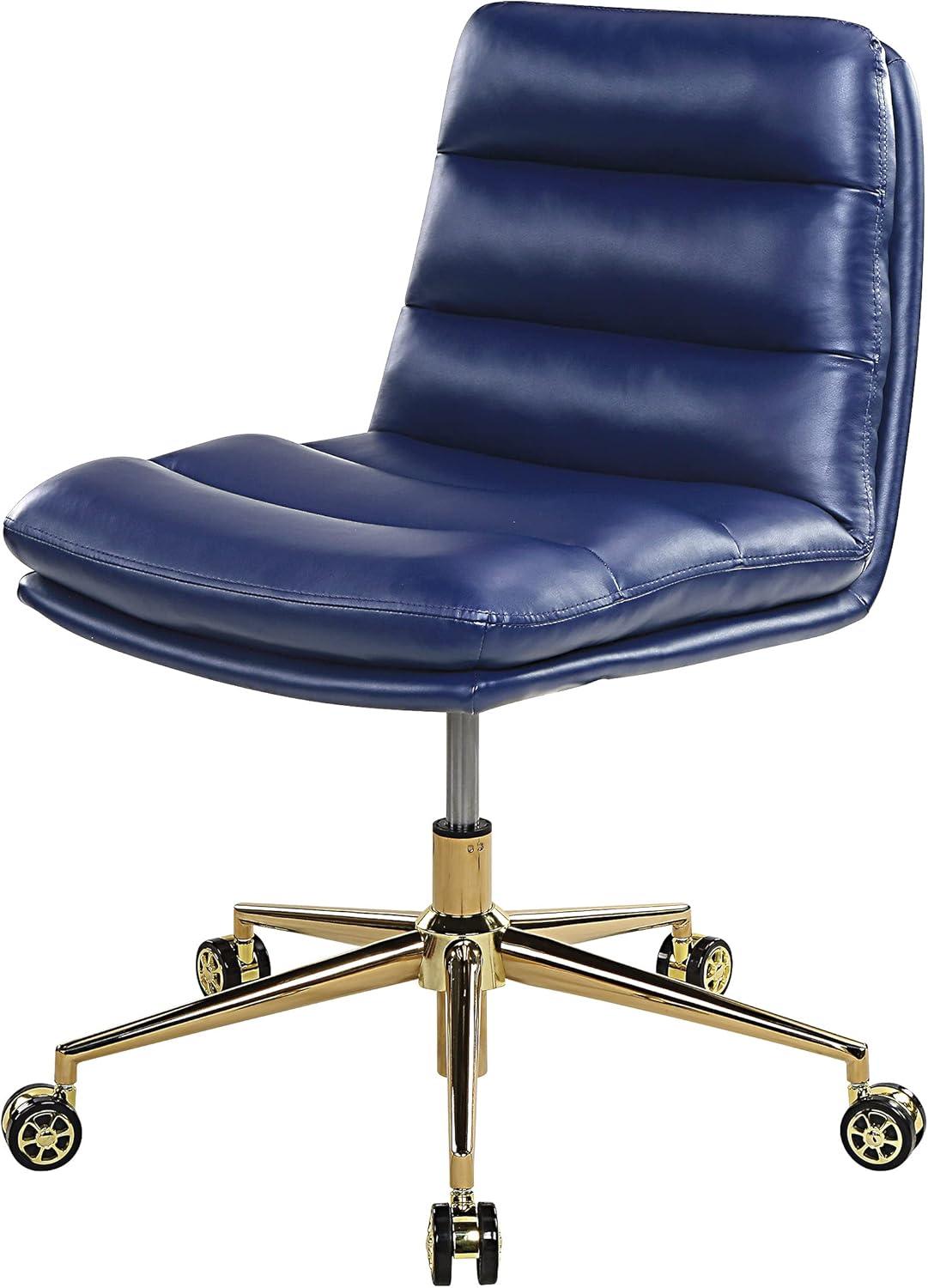 Legacy Office Chair in Navy Faux Leather with Gold Base