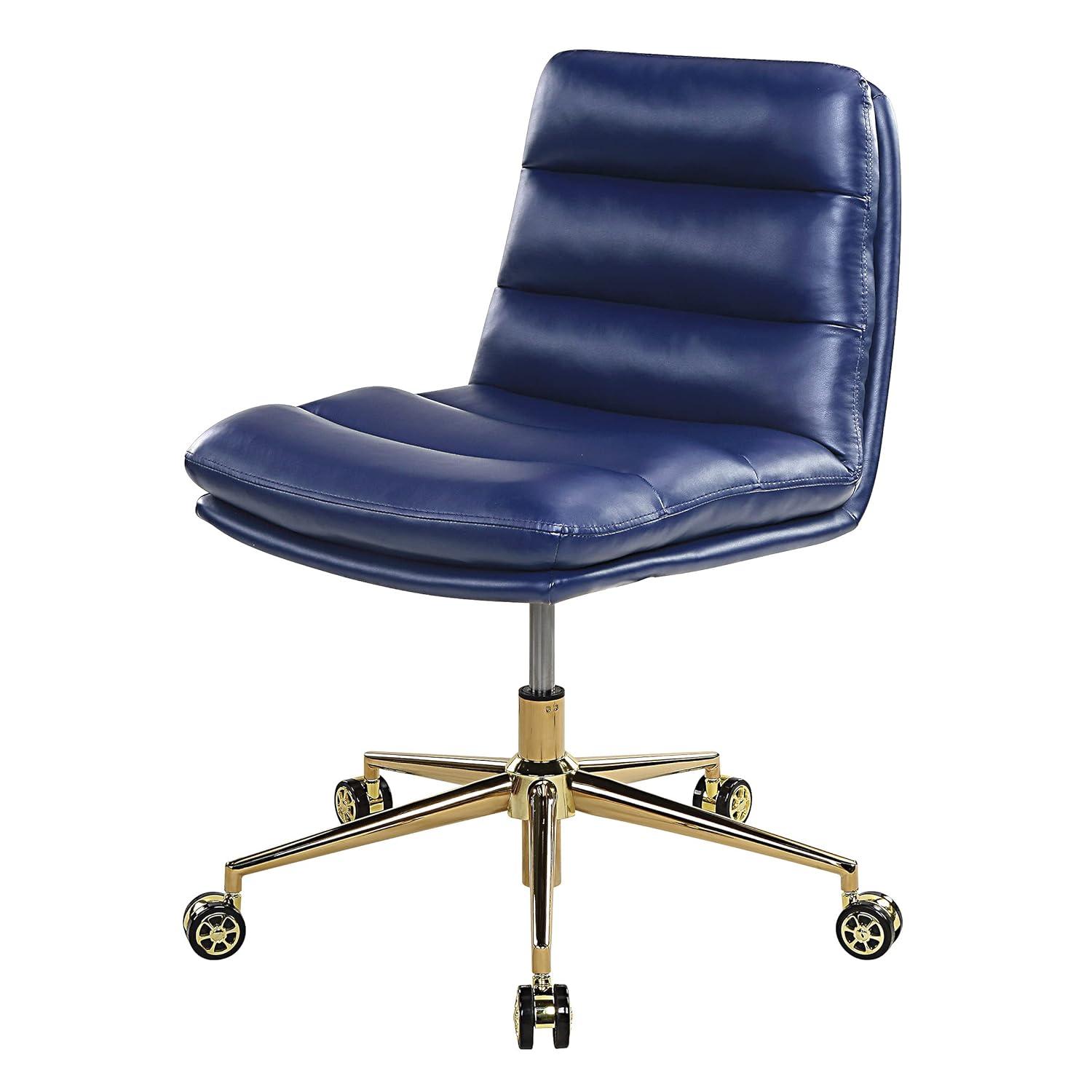 Legacy Office Chair in Navy Faux Leather with Gold Base