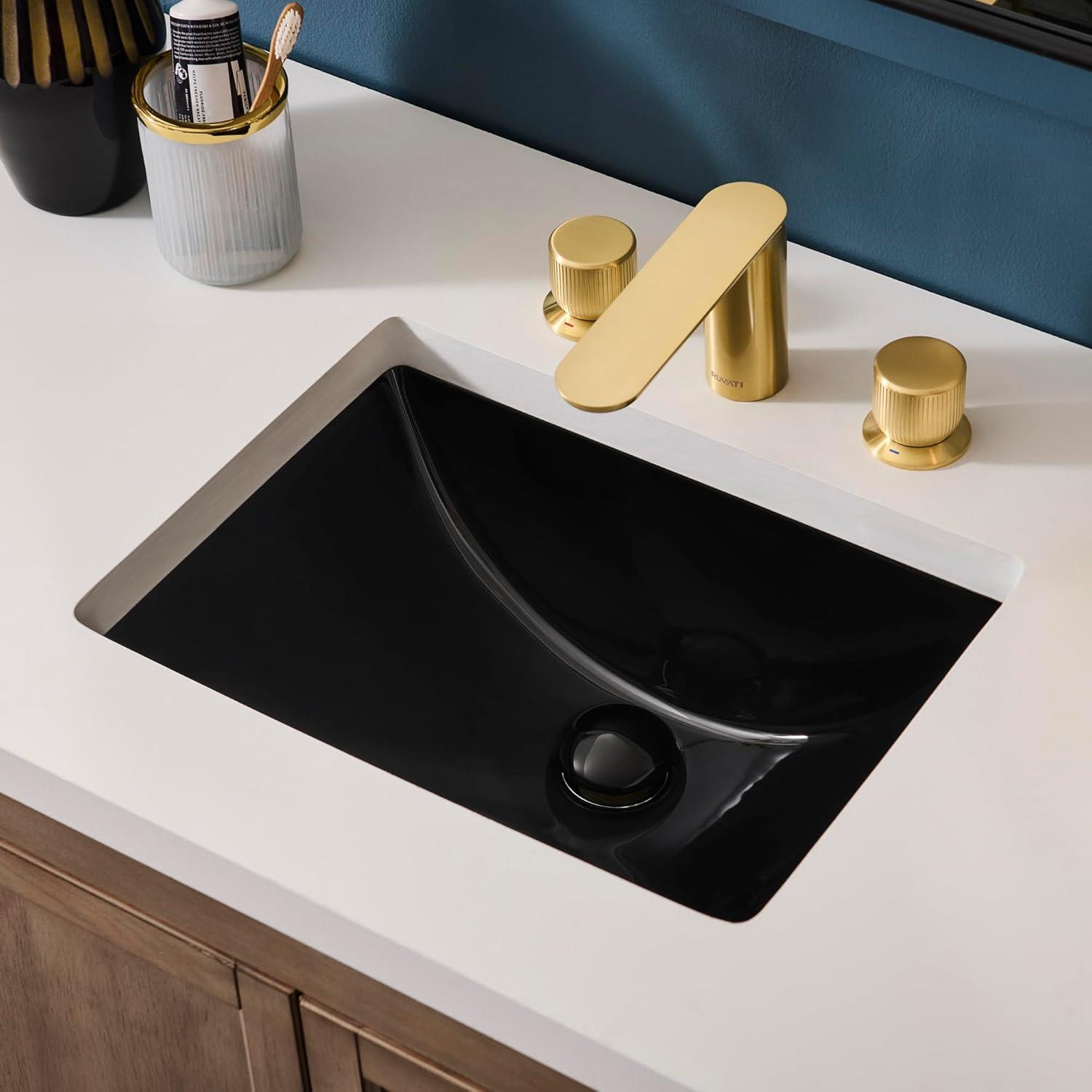 Ruvati 17 x 12 inch Undermount Bathroom Rectangular Porcelain Ceramic Sink with Overflow