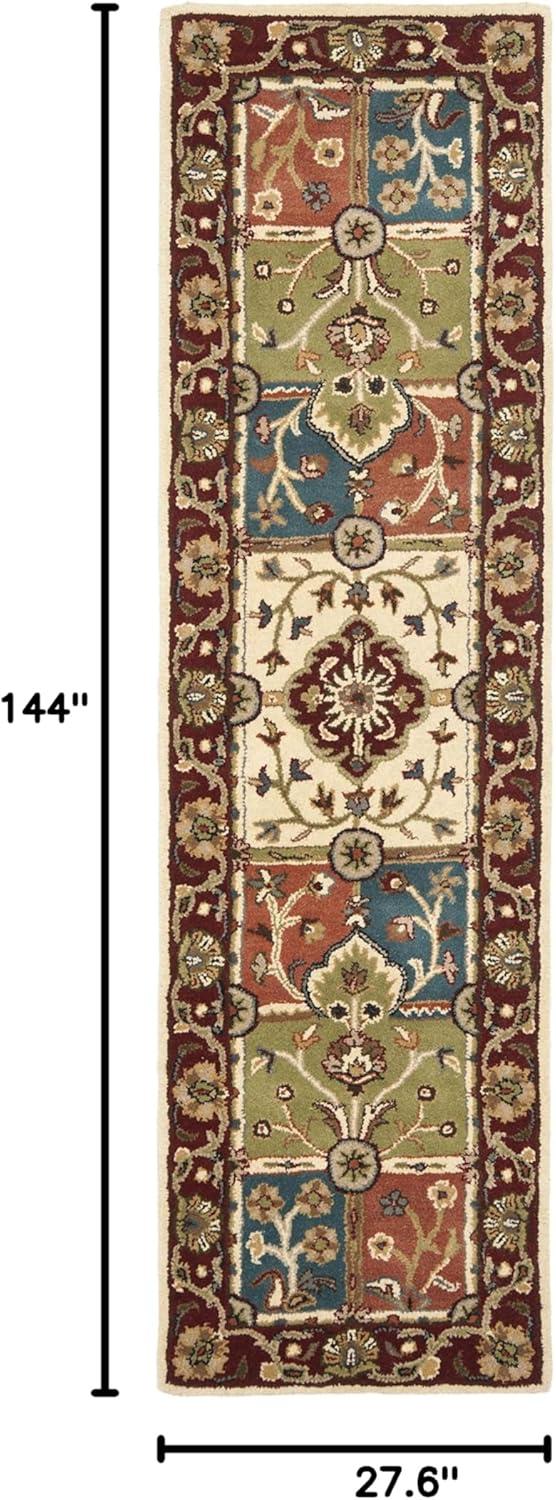 SAFAVIEH Heritage Edin Traditional Wool Runner Rug, Multi/Red, 2'3" x 12'