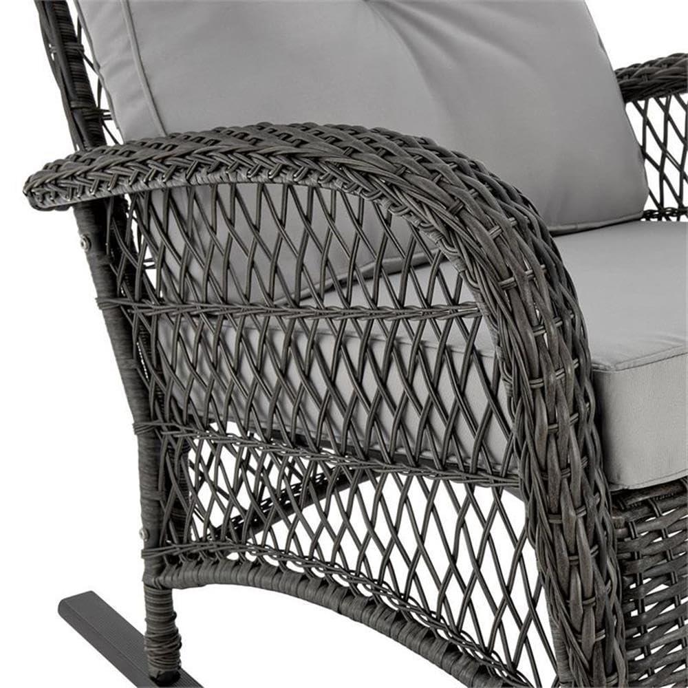 Furttuo Steel Rattan Outdoor Rocking Chair with Cushions