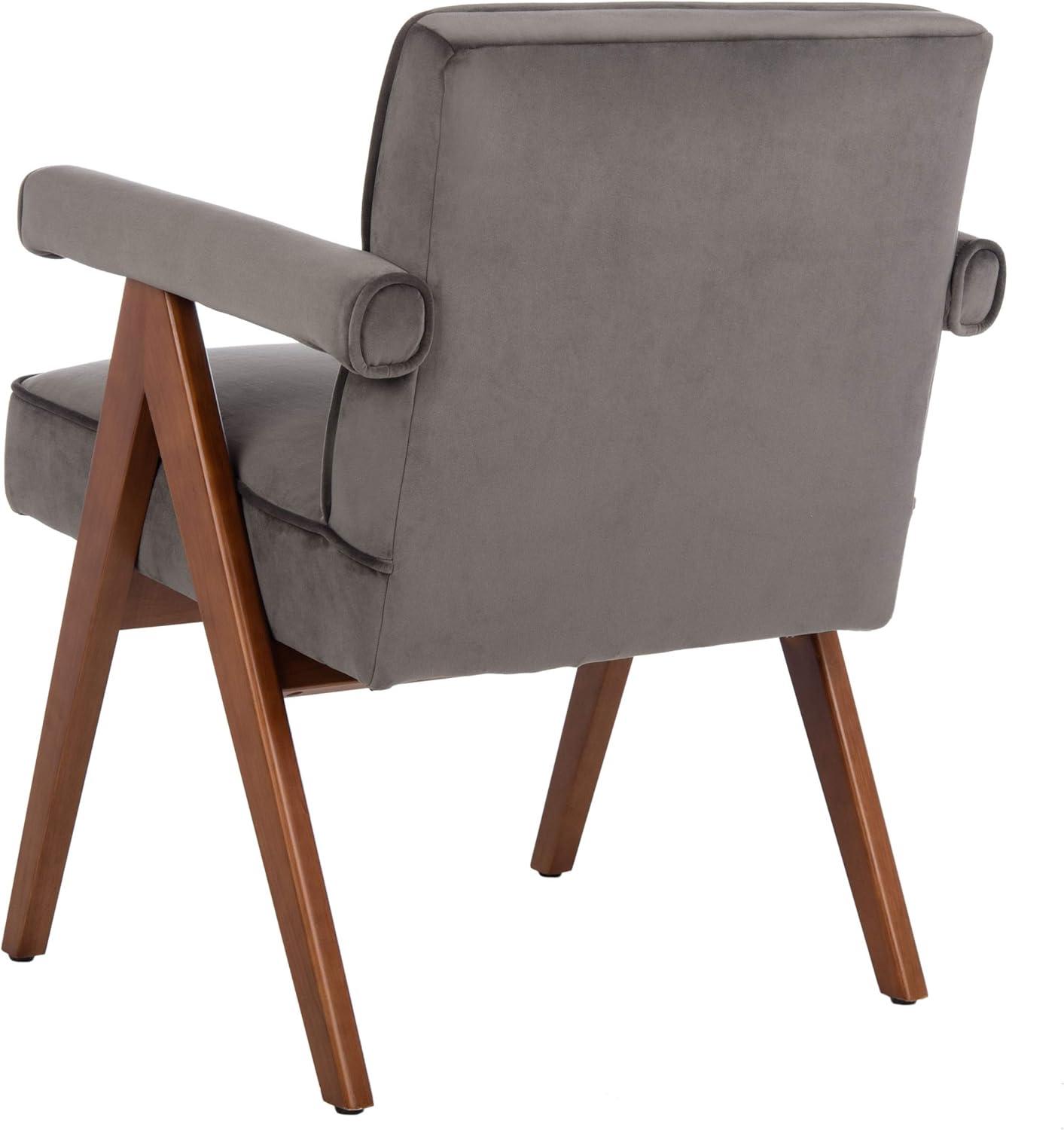 Suri Mid Century Arm Chair - ACH4508 - Dark Grey/Walnut - Safavieh