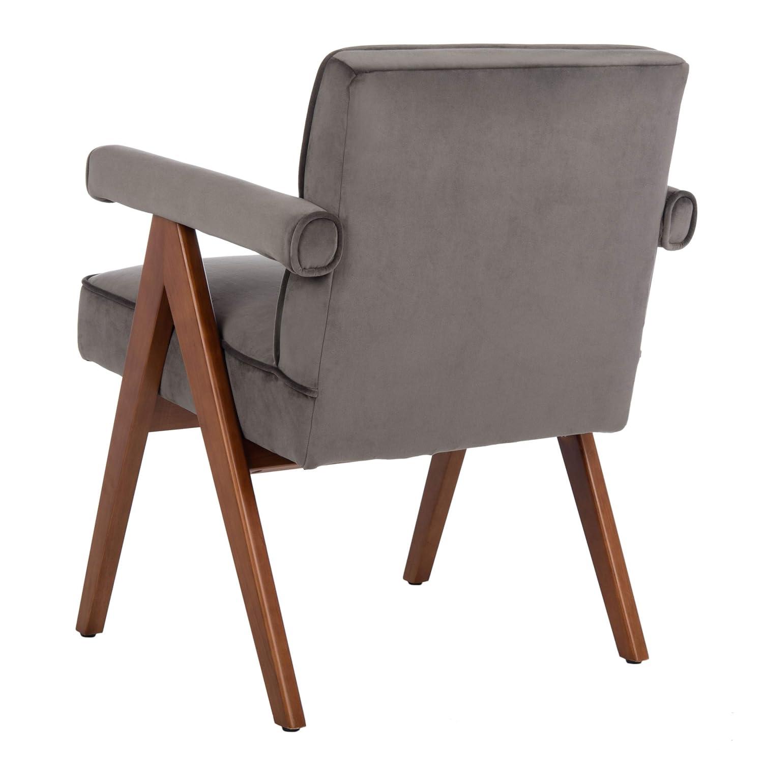 Suri Mid Century Arm Chair - ACH4508 - Dark Grey/Walnut - Safavieh