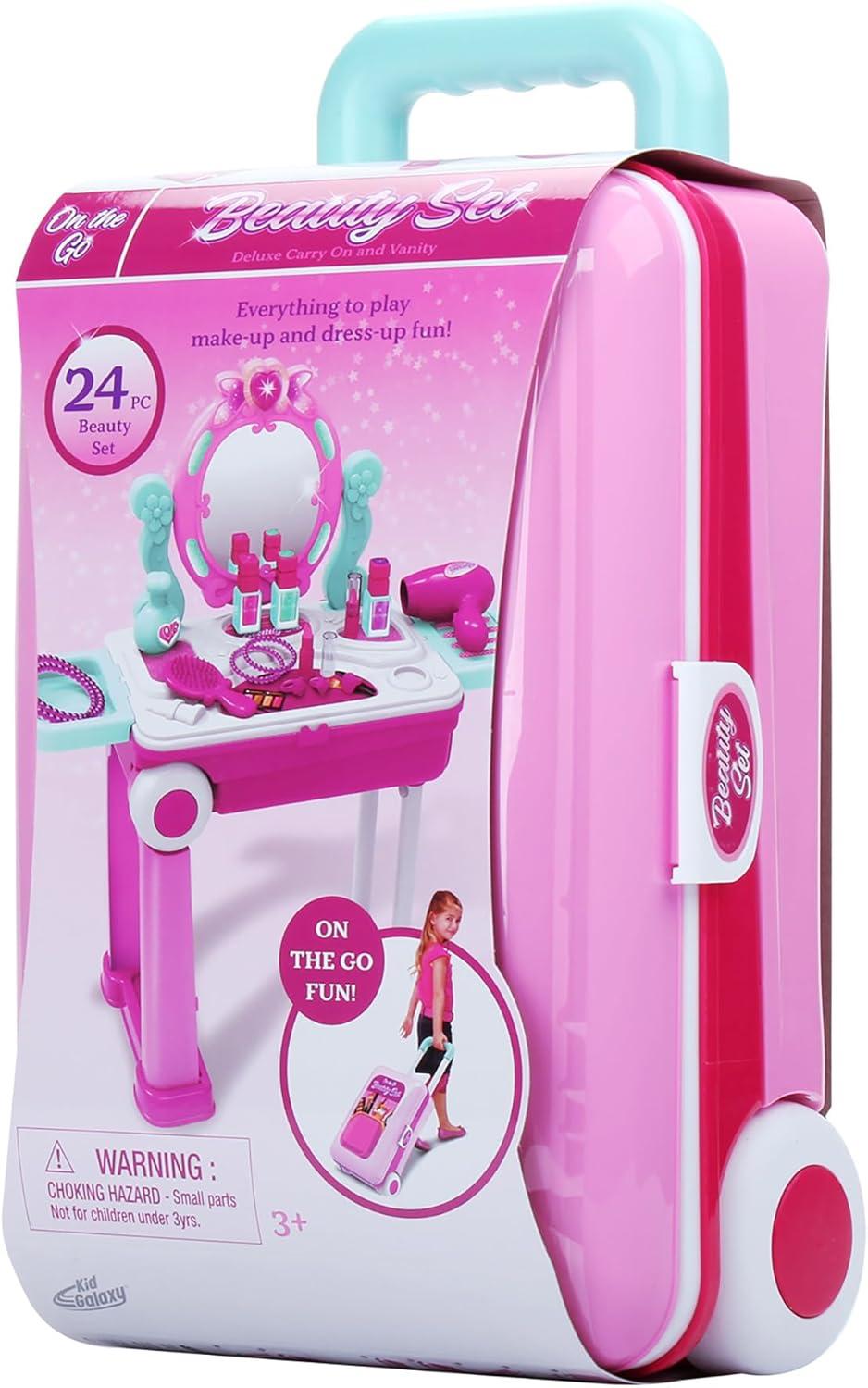 Kid's Pink Portable Vanity Set with Accessories