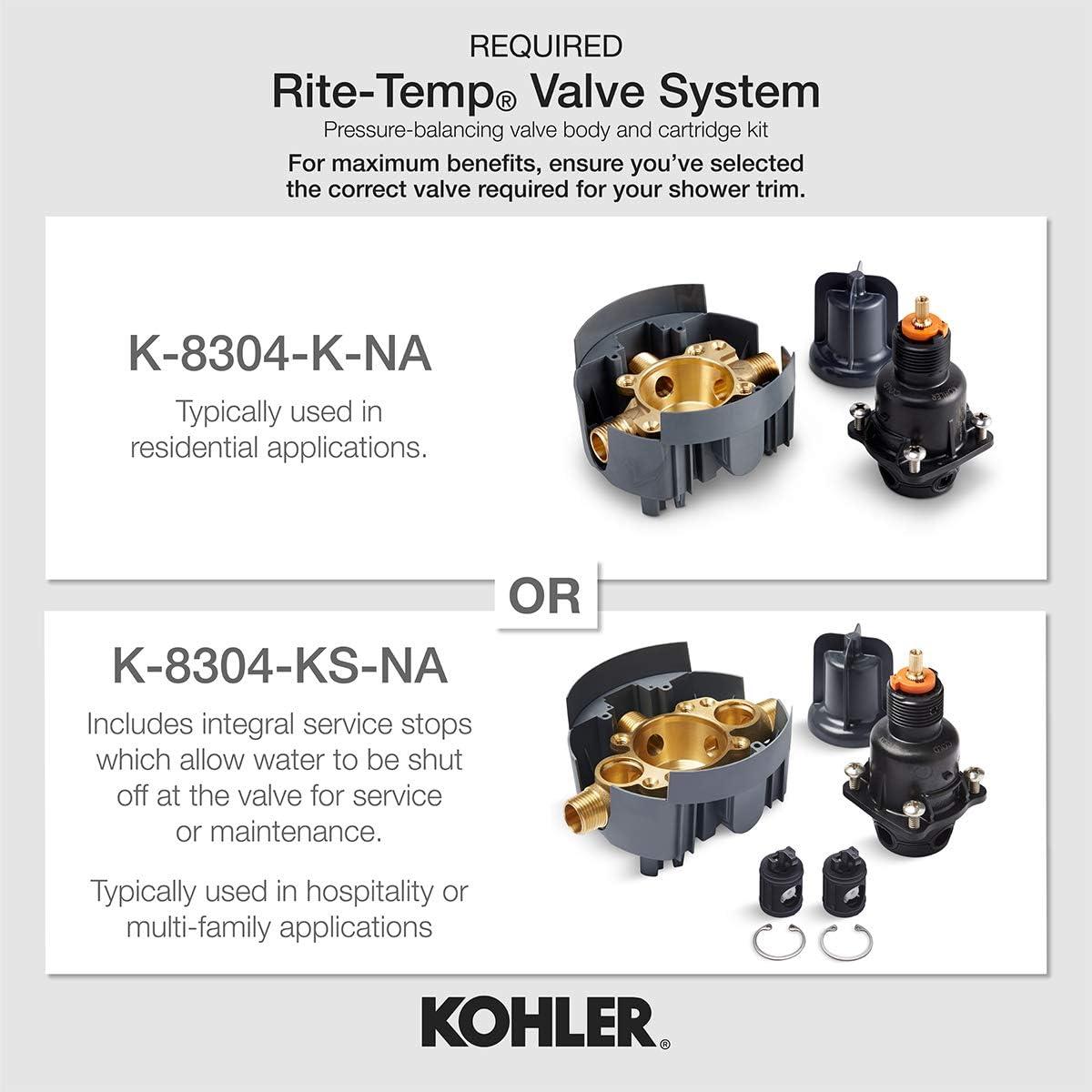 Purist Kohler Rite-Temp Valve Trim with Cross Handle