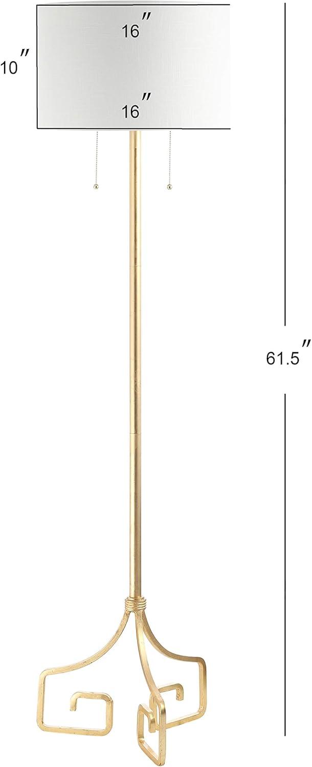 Newman Classic Gold Leaf 61.5" Metal LED Floor Lamp with Linen Drum Shade