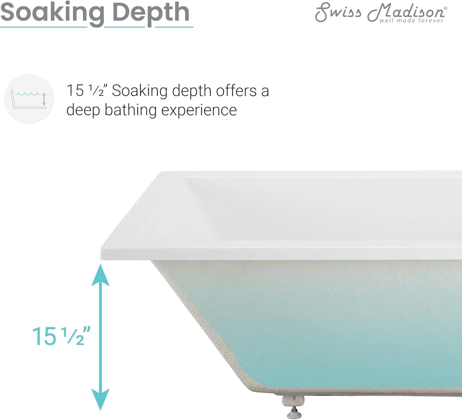 Voltaire 66" x 36" Reversible Drain Drop-In Bathtub