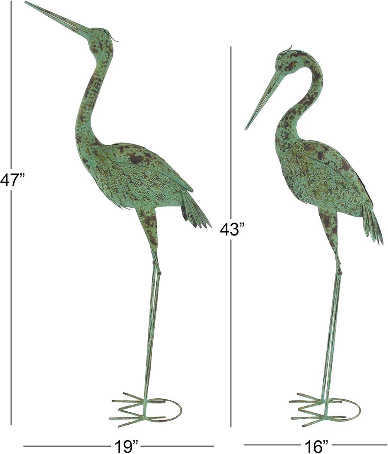 DecMode 47" Indoor Outdoor Crane Garden Sculpture with Coiled U Shaped Feet (2 Pack)