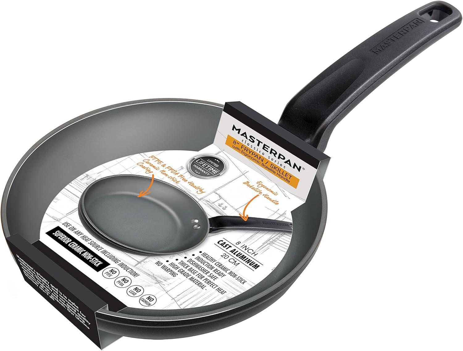 Healthy Ceramic ILAG Non-Stick Everyday Frying Pan with Bakelite handle, 8", black