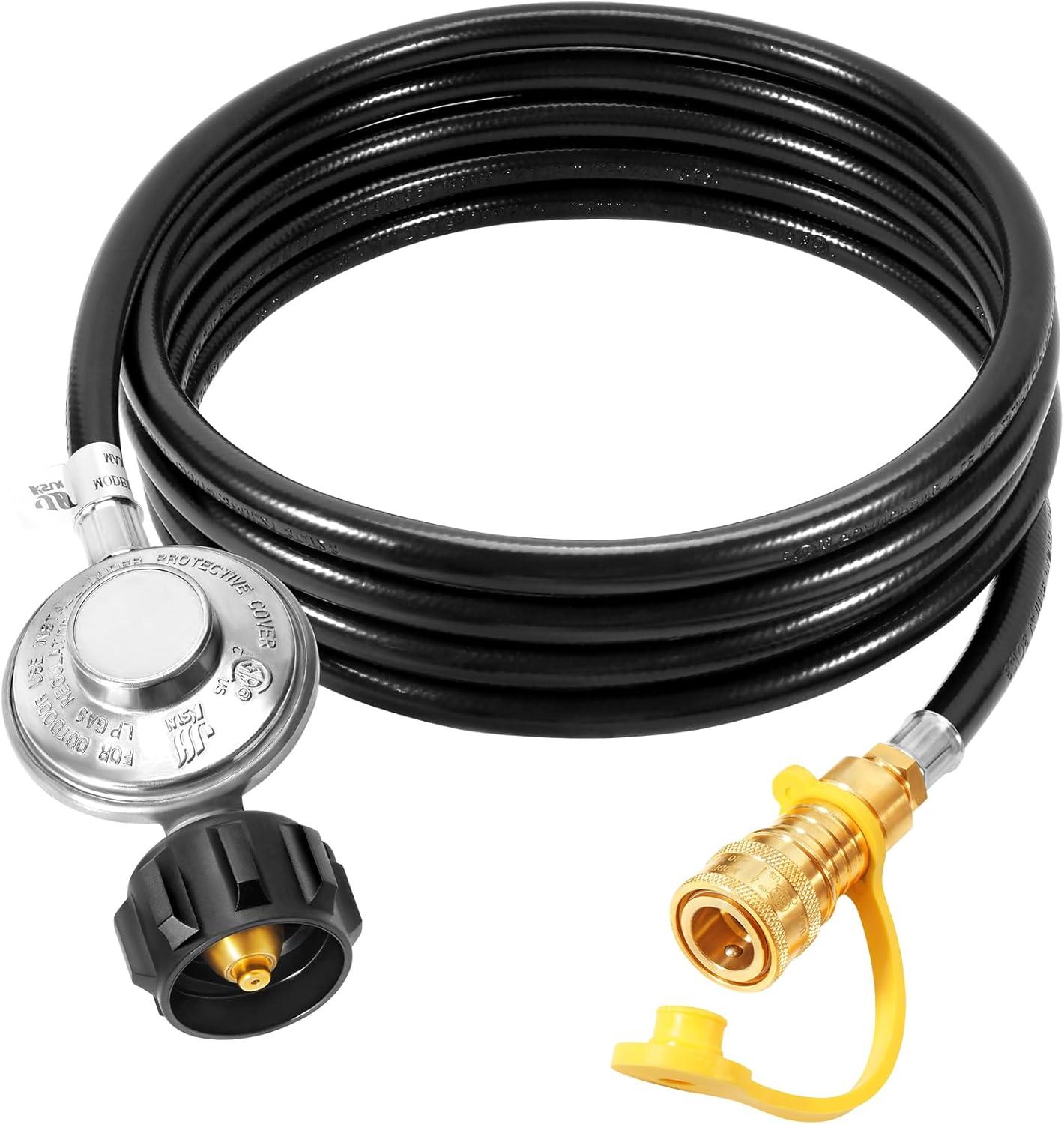 Uscover 12ft Propane Hose with Regulator -3/8 Quick Connect Disconnect and QCC1 Replacement for Mr. Heater Big Buddy Heater , Type 1 Connection x Quick Connect Fittings