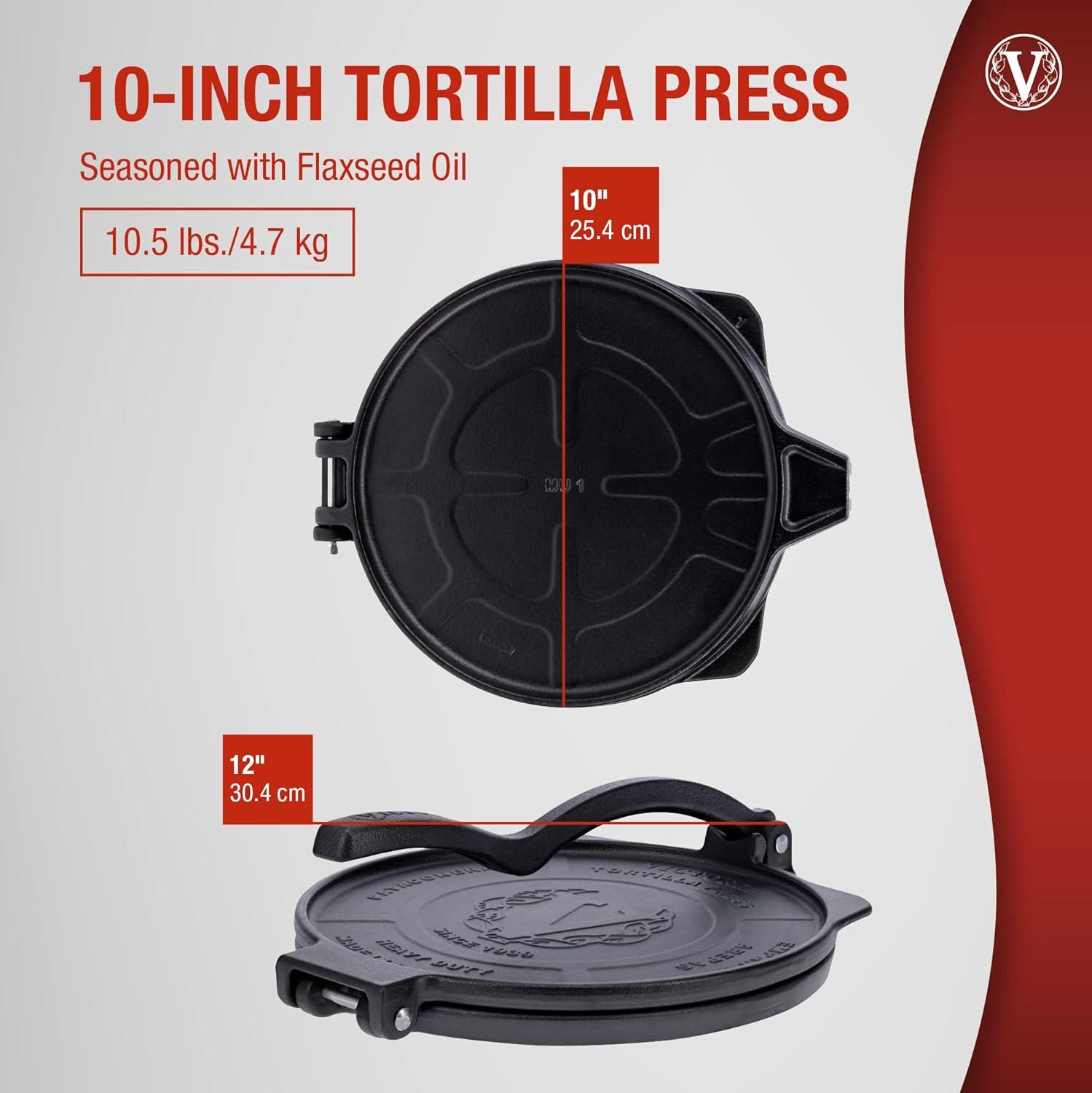 Victoria 10-Inch Heavy-Duty Cast Iron Tortilla Press