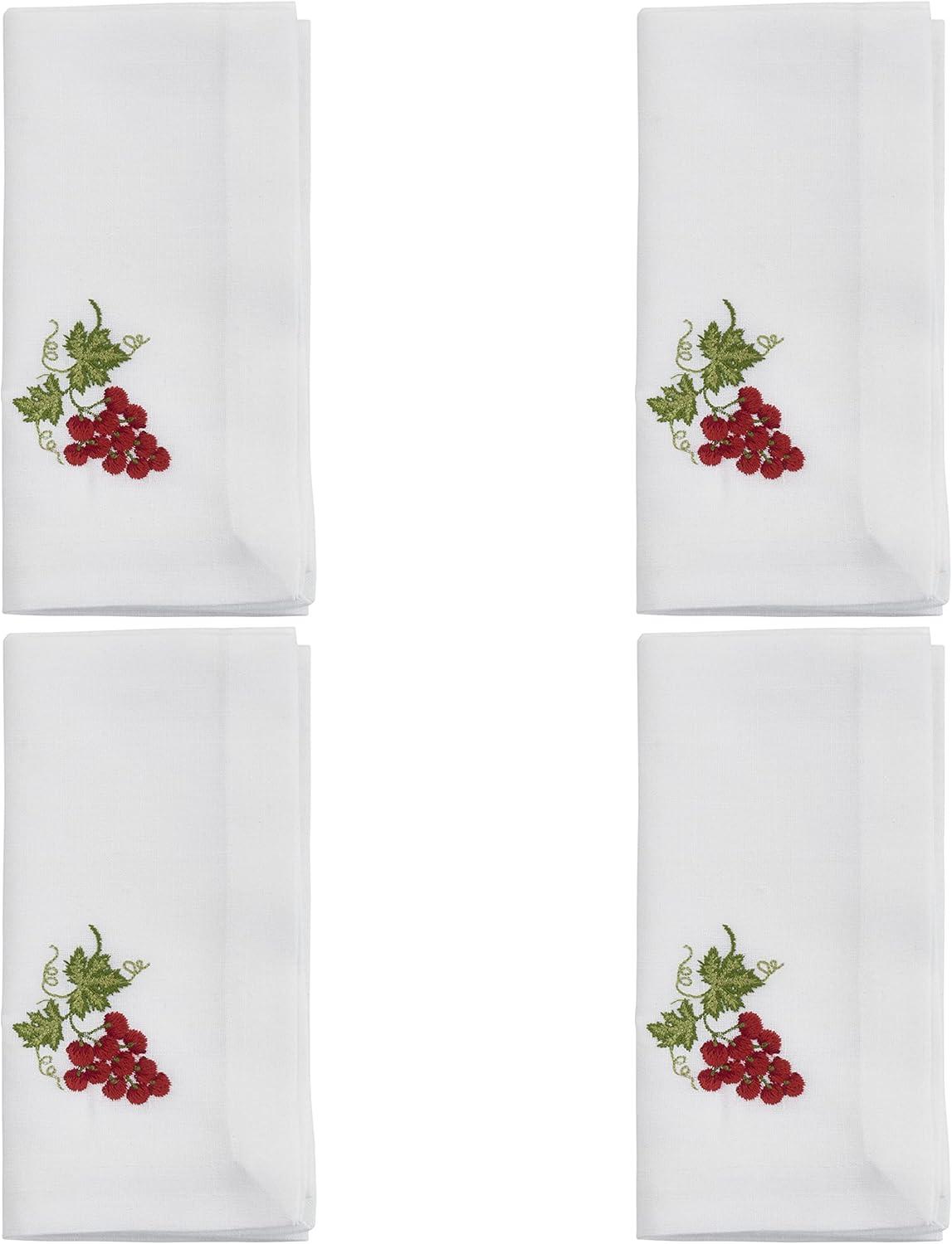 Saro Lifestyle Table Napkins With Embroidered Grapes Design (Set of 4)