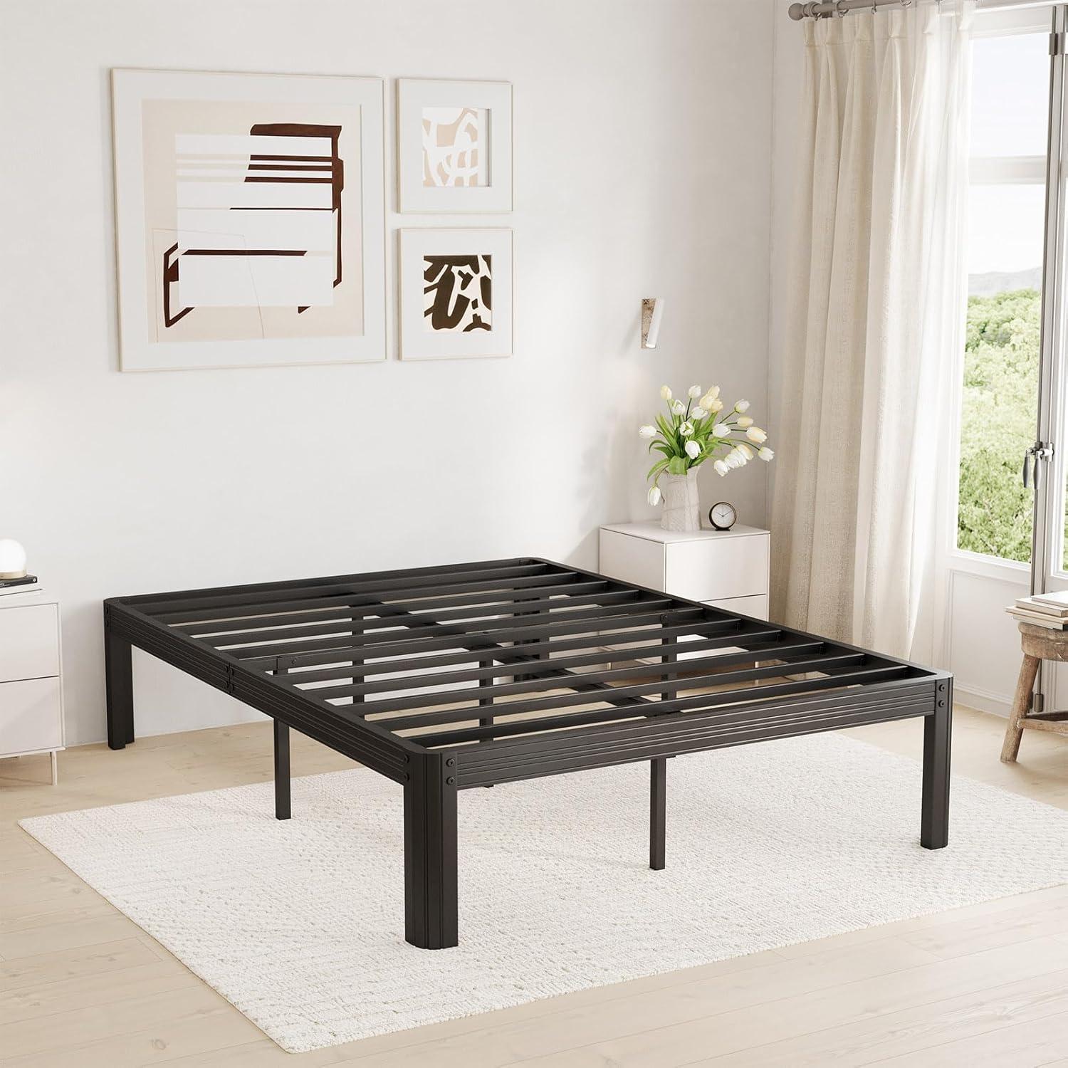 ULIESC 14" Heavy Duty Metal Platform Bed Frame, No Box Spring Needed, Queen Size