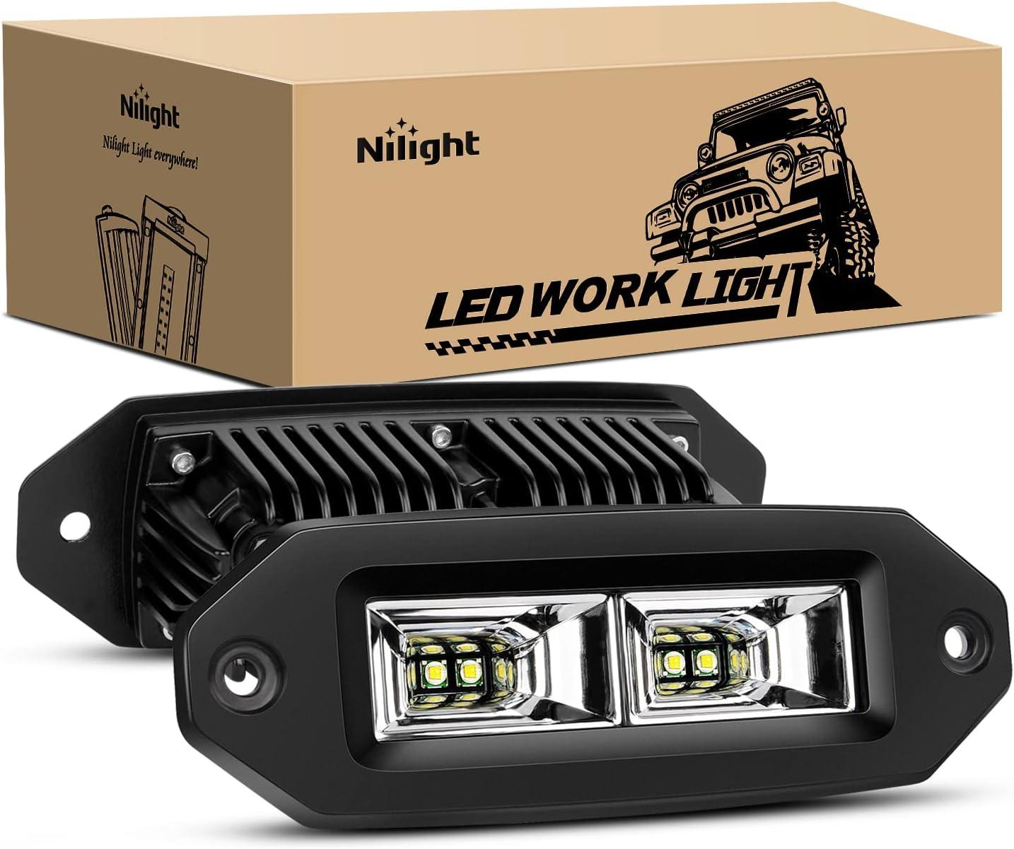 Nilight 40W LED Flood Pods Light Bar fits Jeep 2 Pack