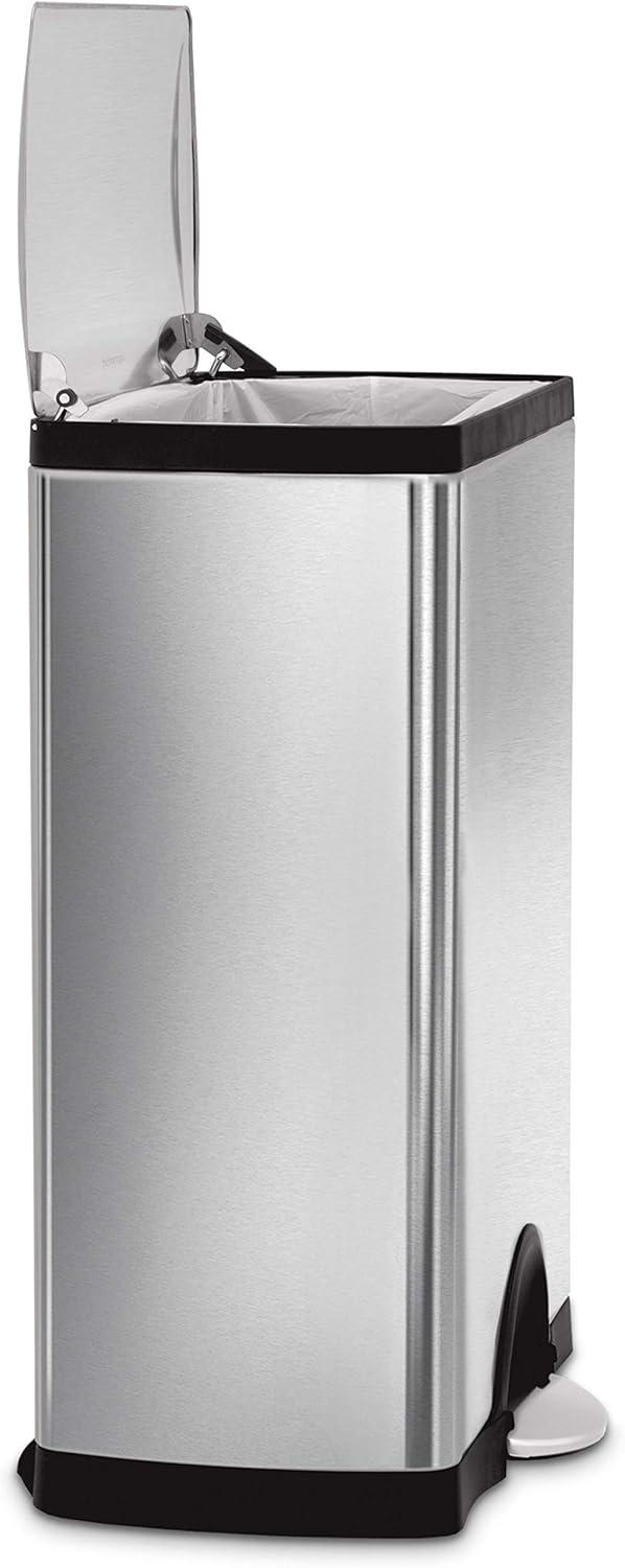 simplehuman 50 Liter / 13.0 Gallon Rectangular Kitchen Step Trash Can, Brushed Stainless Steel