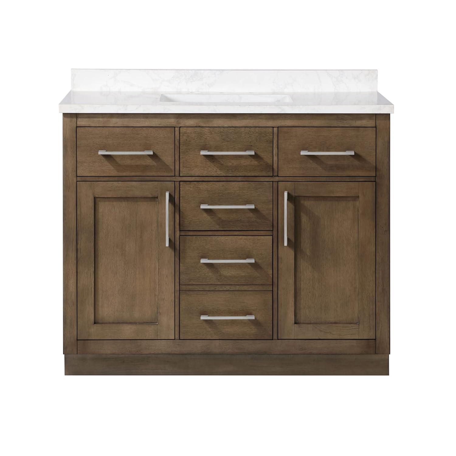 OVE Decors Athea 42 in. W Bath Vanity with Premium Countertop and Power Bar