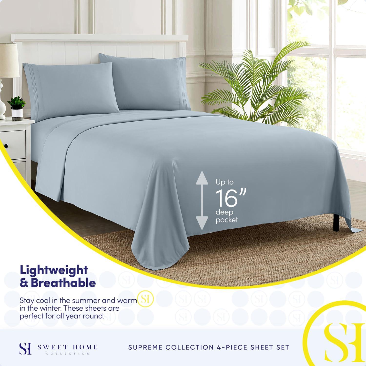Sweet Home Collection Luxurious Classic Soft Solid 1800 Series Microfiber Sheet Set, Various Colors and Sizes