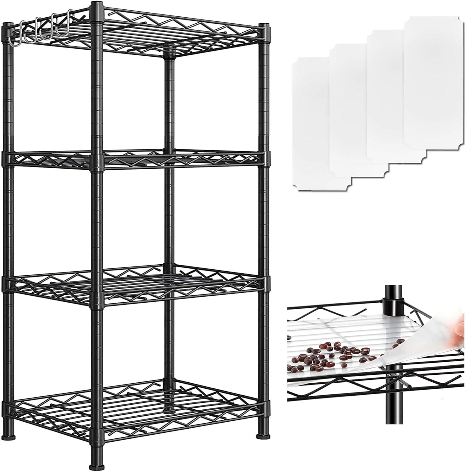 Santoy 3 Tier Storage Shelves Adjustable,Rack Metal Shelf Unit for Kitchen, Bathroom, Pantry, Closet, and Bedroom - Strong Steel Wire Organizer (Black, 17.7" L x 11.8" W x 31.5" H)