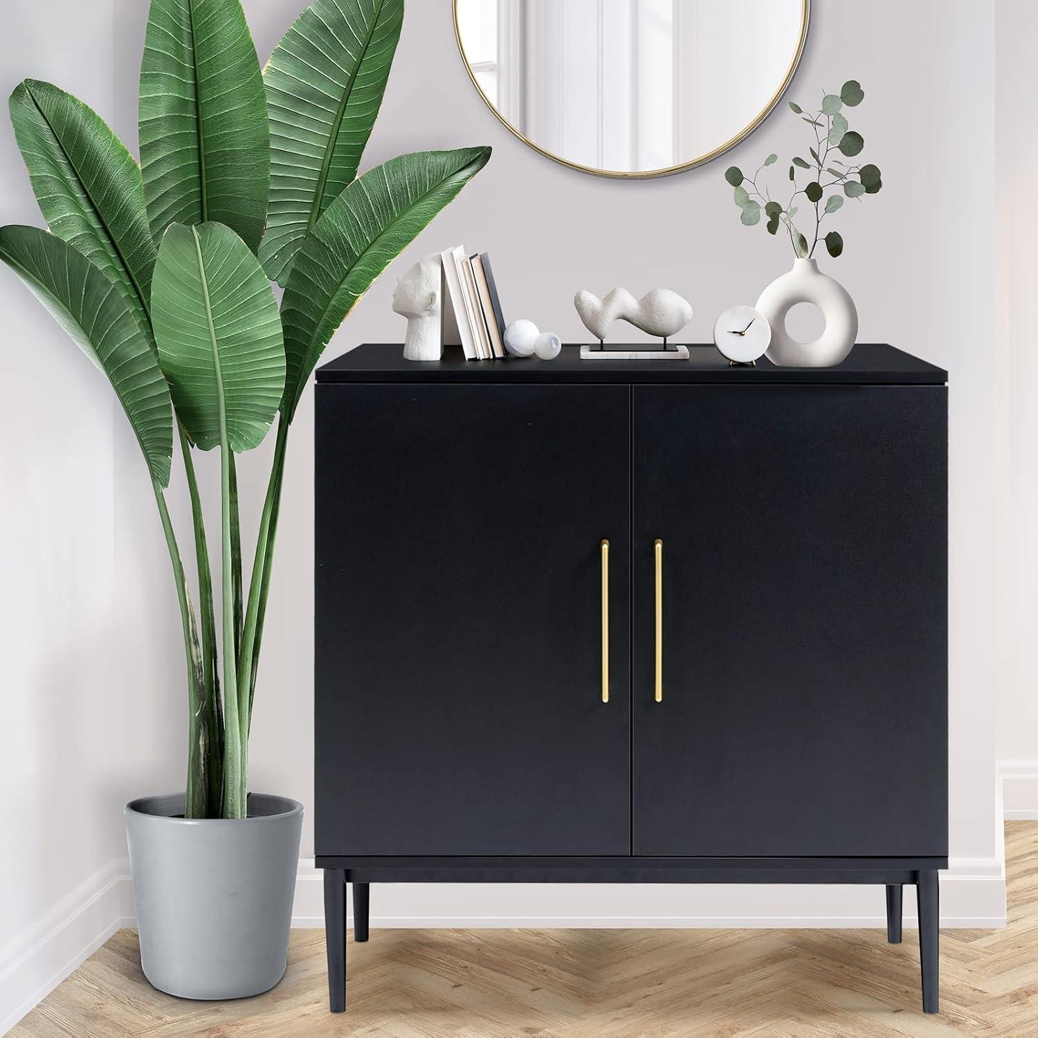 Sideboard Buffet Cabinet, Black Storage Cabinet with 2 Doors and Adjustable Shelves, Accent Cabinet for Dining Room,Hallway