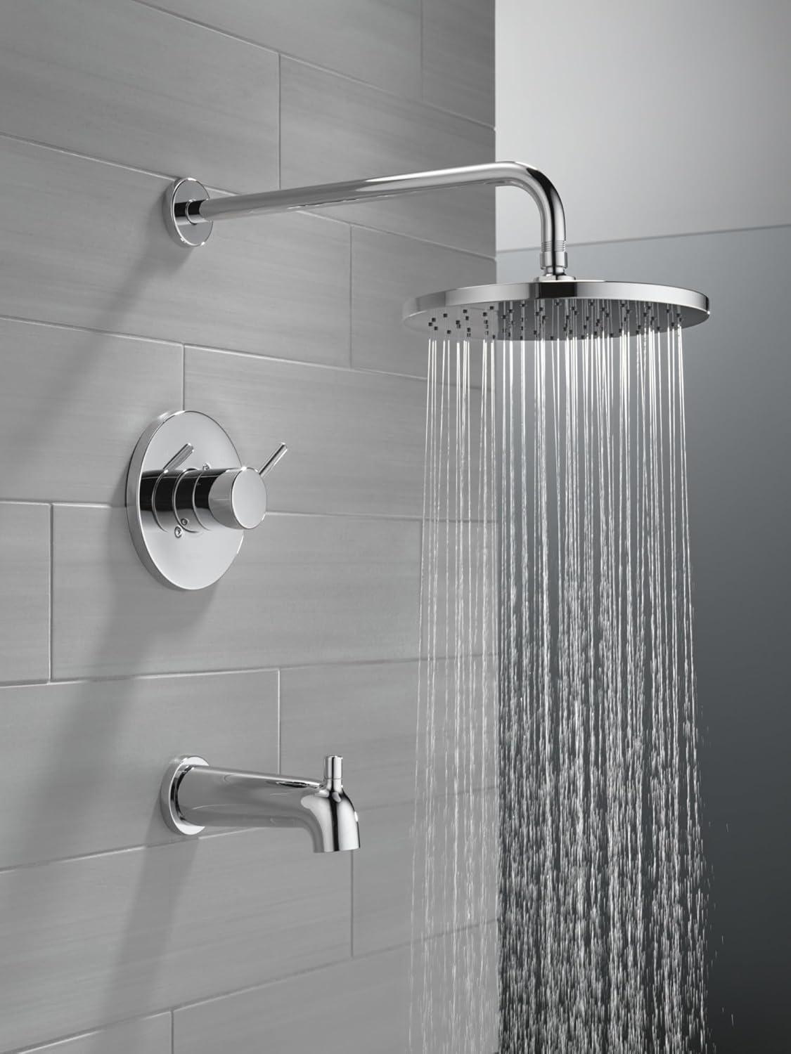 Modern Raincan Round Single-Function Tub and Shower Faucet Set, Valve Trim Kit, Rainfall Shower Head