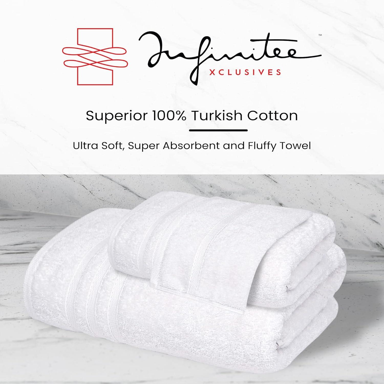 Infinitee Xclusives Spa and Hotel Quality Turkish Cotton 2 Piece White Bath Towels Set