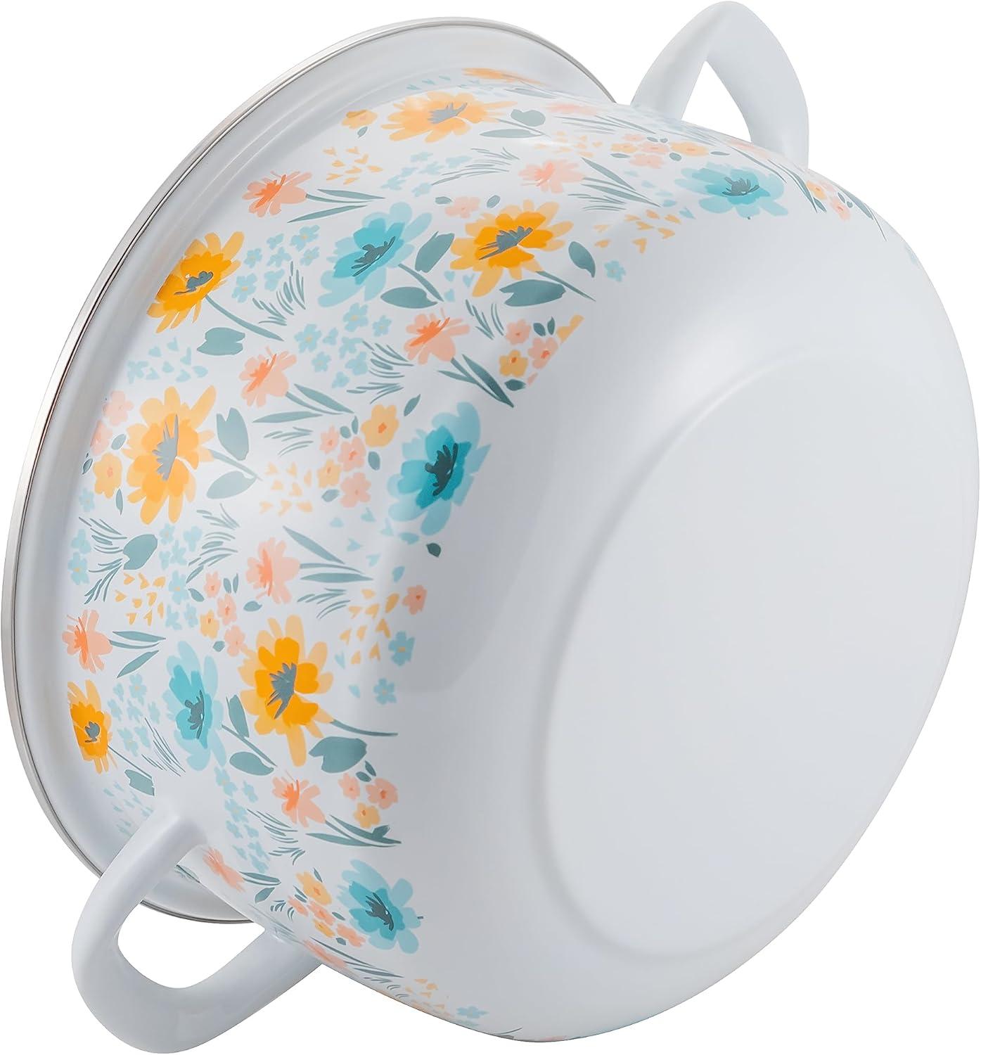 Prep•N•Cook by McSunley 6Qt Floral Porcelain Enamel Dutch Oven