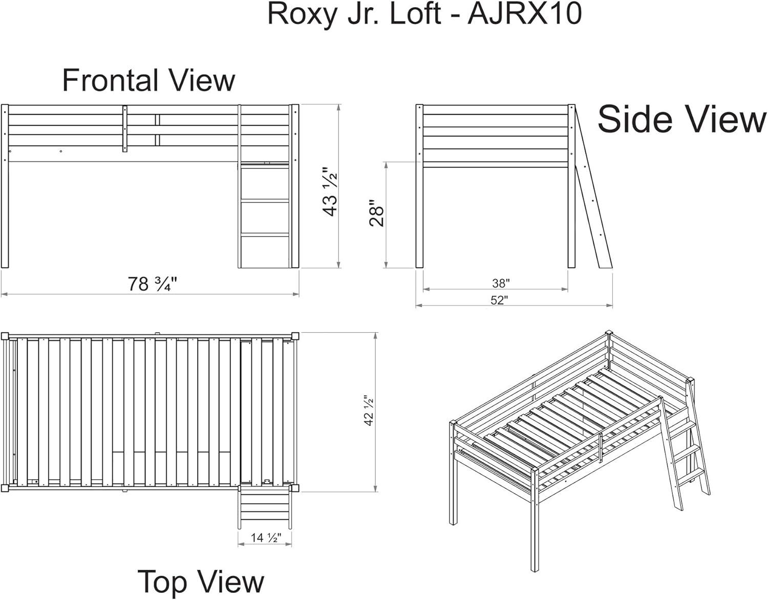 Kwinana Twin Solid Brazilian Pine Wood Junior Loft Bed