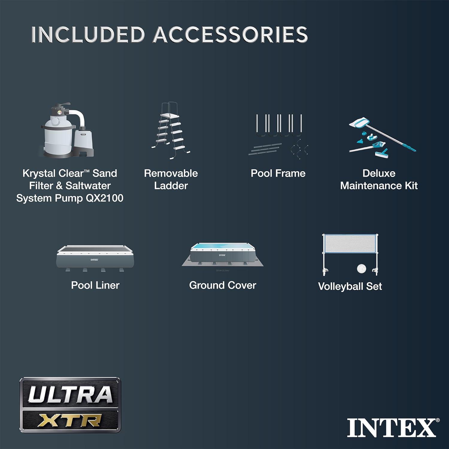 Intex Ultra 24ftX12ftX52in XTR Rectangular Metal Frame Swimming Pool Set w/Pump Filter
