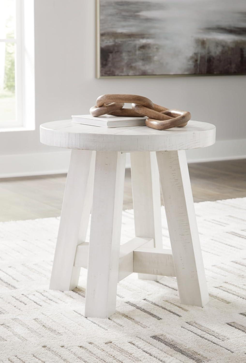 Signature Design by Ashley Jallison End Round Top Table, Off-White