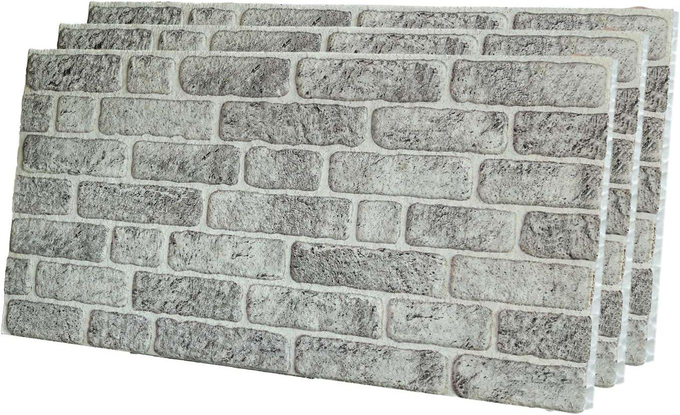 Gray and White 3D Embossed Brick Wall Panels