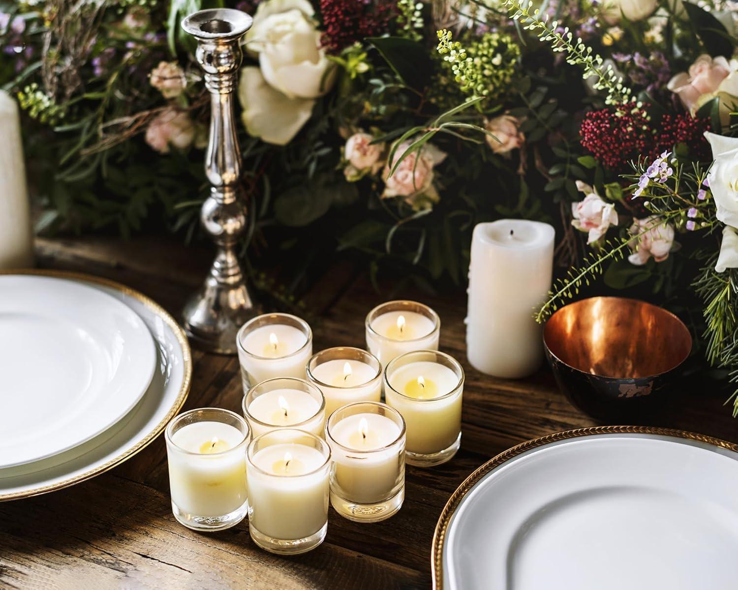 The Party Aisle™ Stonebriar Unscented Votive Candle with Glass Holder (Set of 48)